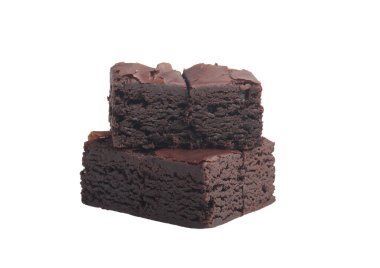 Beyaz arka planda dilimlenmiş brovniler. Boşluğu kopyala.