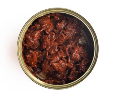 Clams in cans on white background