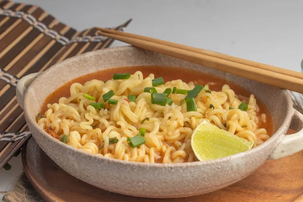 stock image Spicy Korean instant noodles in a cup