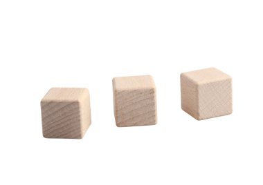 square wooden blocks on white background