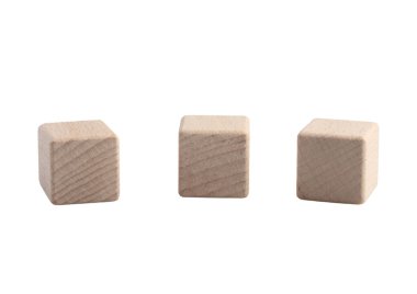 square wooden blocks on white background
