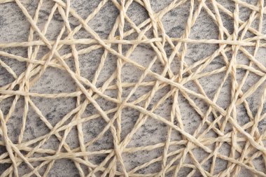 Weave pattern, gray background, vintage frame. Copy space.