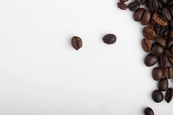 coffee beans border isolated on white background with copy space