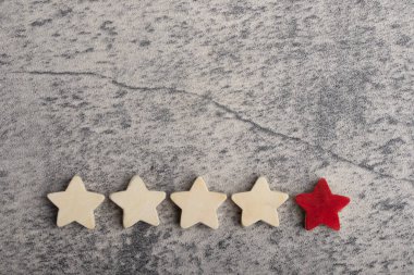 red five star Experience rating.Copy space for text or headline