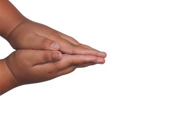 hands together symbolizing prayer is on white background.isolated
