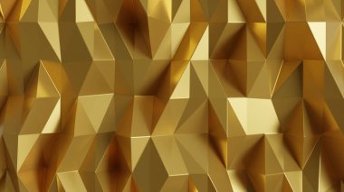 Abstract 3d golden polygonal background. Copy space.