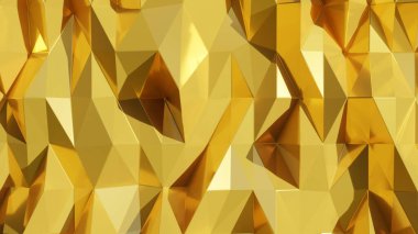 Abstract 3d golden polygonal background 3D rendering. Copy space.