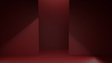 3d product display podium red background.3d render illustration.