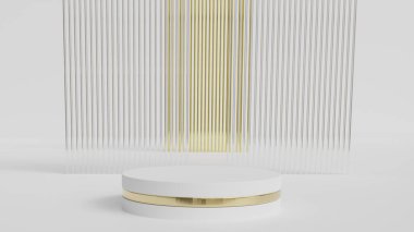 Cylinder white Stage background pedestal podium product display to show product white background 3d .copy space