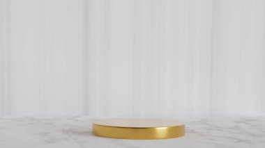 Cylinder gold Stage background pedestal podium product display to show product white background 3d .copy space