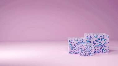 Purple marble product display stand Geometric shape 3D render illustration