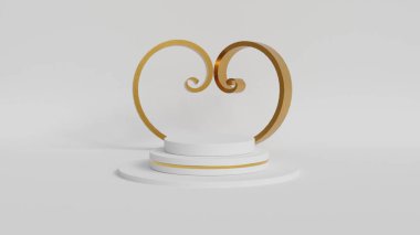 Cylinder gold Stage background pedestal podium product display to show product white background 3d .copy space