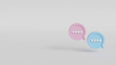 Konuşma baloncukları. İş tasarımı, tartışma, konu açıklamaları ve genişletilmiş içeriği açıklamak için boş 3D metin baloncukları. 3B illüstrasyon
