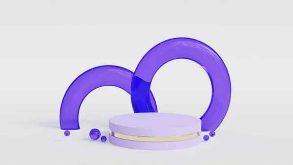 Glowing Purple Product Podium Rendering Mockup — 스톡 사진