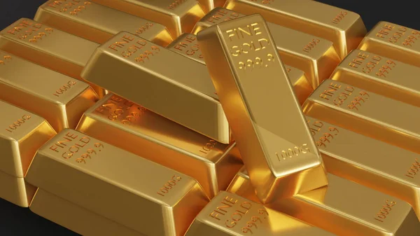 Gold Bars Isolated White Rendering — 图库照片
