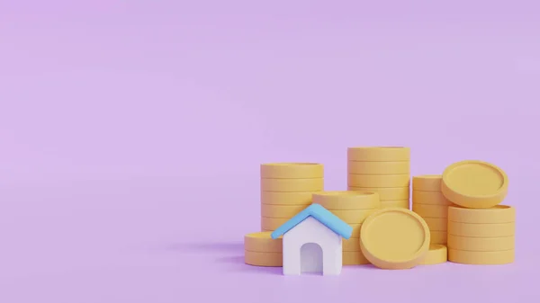 Münzen Mit Haus Finanz Und Immobilienkonzept — Stockfoto