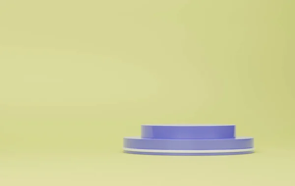 Pastellviolettes Podium Auf Gelbem Hintergrund Zur Produktpräsentation Rendering — Stockfoto