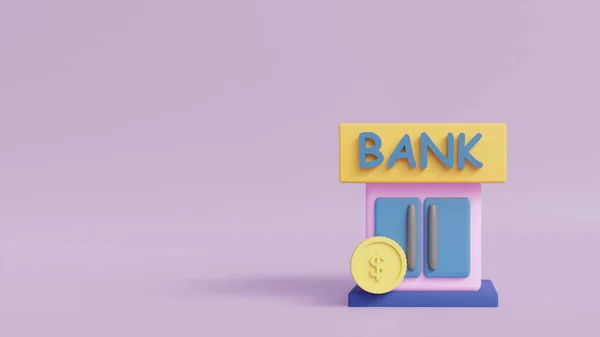 Conceito Banco Moeda Mostrando Finanças Investimento Negócios Copiar Espaço Renderização — Fotografia de Stock