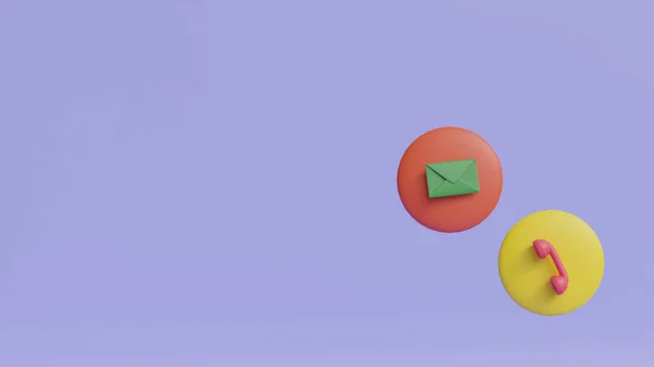 Email and phone symbol icon on green background, 3D rendering