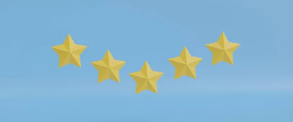 Fünf Gelbe Sterne Kundenbewertung Feedback Konzept Von Kunden Über Mitarbeiter — Stockfoto