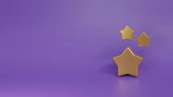 Estrellas Doradas Sobre Fondo Púrpura Copia Representación Space — Foto de Stock