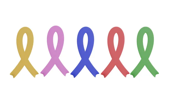 Multicolored Ribbons White Background Concept Treating Different Diseases Rendering — Stock Photo, Image