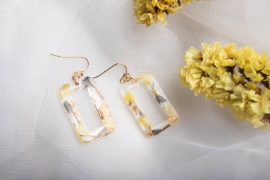 Handmade resin earrings, jewelry for women.