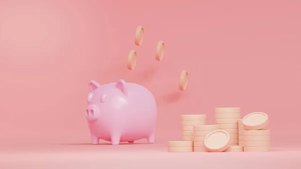 Piggy Bank Coins Saving Money Concept Future 렌더링에 — 스톡 사진