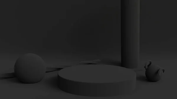 Ürün Görüntüleme Için Geometrik Şekilli Siyah Podyum — Stok fotoğraf