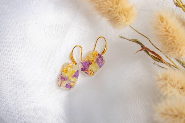 Handmade resin earrings, jewelry for women.