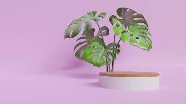 Geometrik platformlu 3D ürün podyum sahnesi. 3D silindir podyum. Ticari geçmiş. Modern minimal tasarımda geometrik formlar. 3d oluşturma.