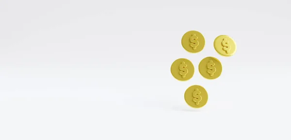 3D渲染一套不同形状的金币 在白色背景上隔离 黄金和财富的符号3D渲染 — 图库照片