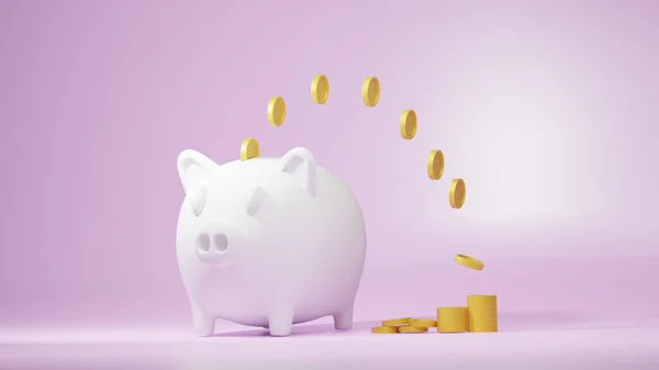 Sparschwein Mit Münzen Sparkonzept Für Die Zukunft Rendering — Stockfoto