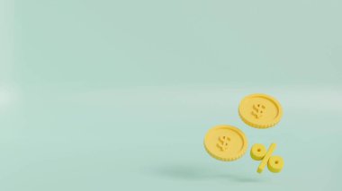Beyaz arka planda izole edilmiş üç boyutlu altın sikke seti. Altın ve zenginliğin sembolü 3D görüntüleme