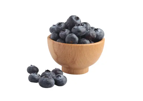 Blueberries Wooden Cup White Background — Fotografia de Stock