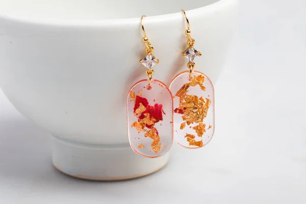 Handmade resin earrings, jewelry for women.