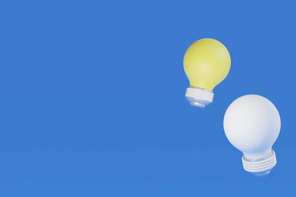 Striking Yellow Bulb Hovered White Bulb Leadership Concept Outstanding Abilities — Stock Photo, Image