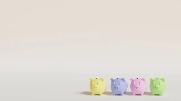 Sparschwein Mit Münzen Sparkonzept Für Die Zukunft Rendering — Stockfoto
