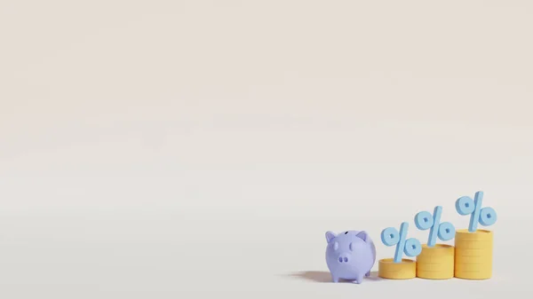 Piggy Bank Com Coins Saving Conceito Dinheiro Para Renderização Future — Fotografia de Stock