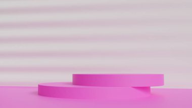 Geometrik platformlu 3D ürün podyum sahnesi. 3D silindir podyum. Ticari geçmiş. Modern minimal tasarımda geometrik formlar. 3d oluşturma.