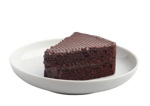 Schokoladenkuchen Teller Auf Weißem Hintergrund — Stockfoto