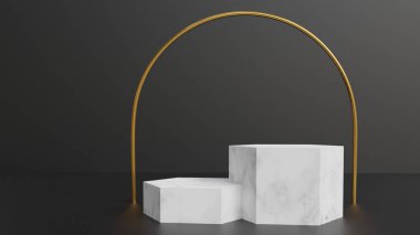 Geometrik platformlu 3D ürün podyum sahnesi. 3D silindir podyum. Ticari geçmiş. Modern minimal tasarımda geometrik formlar. 3d oluşturma.