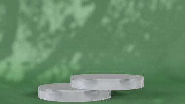 Geometrik platformlu 3D ürün podyum sahnesi. 3D silindir podyum. Ticari geçmiş. Modern minimal tasarımda geometrik formlar. 3d oluşturma.