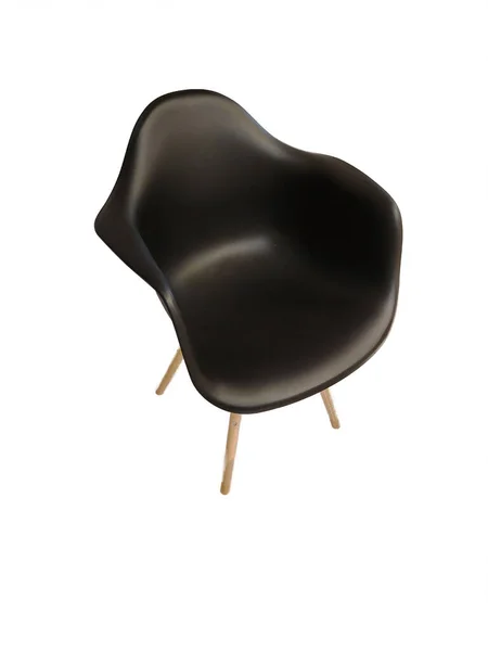 皮革黑色靠背扶手椅 现代风格 腿与白色背景隔离 工作室拍摄 侧视图 — 图库照片