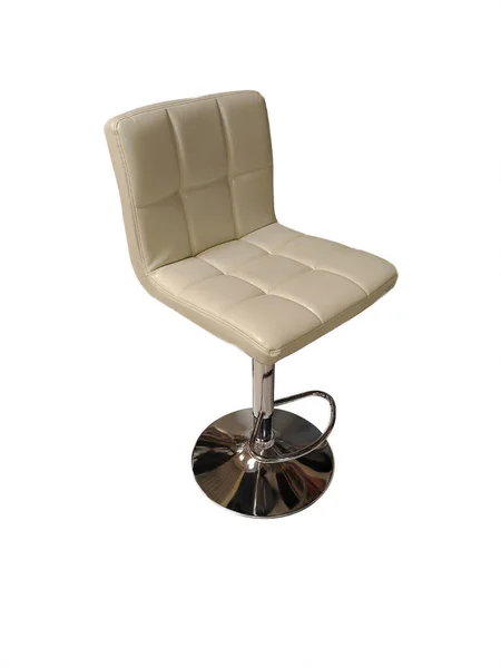 Beige Bar Stool Armrests Footstool Isolated White Background Studio Shot — Stock Photo, Image