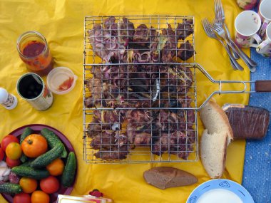 Tabaktaki kızarmış balıktan arta kalanlar ve yakın plandaki tabakta limon. Yukarıdan görüntüle