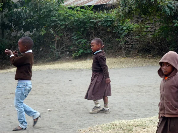 Dans Pays Africain Une Fille Garçon Issus Une Famille Pauvre — Photo