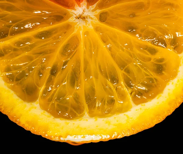 Une Orange Tranchée Arrosée Jus Indique Une Sensation Jus Jus — Photo