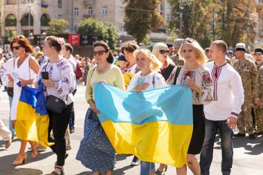 Kyiv 'deki Bağımsızlık Yürüyüşü. Khreshhatyk Caddesi, 2019 
