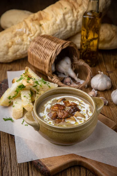 Deliciosa Sopa Preparada Restaurante Por Chef — Foto de Stock